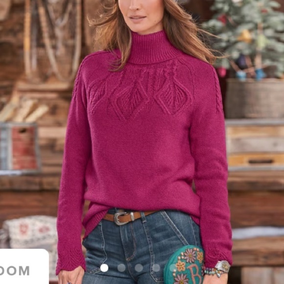Sundance Mountainview silk blend sweater in cerise. Size petite medium - Picture 1 of 6